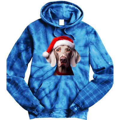 Weimaraner With Santa Hat Christmas Xmas Dog Owner Mom Dad Gift Tie Dye Hoodie