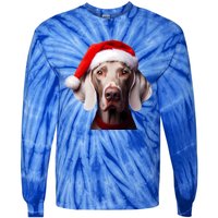 Weimaraner With Santa Hat Christmas Xmas Dog Owner Mom Dad Gift Tie-Dye Long Sleeve Shirt