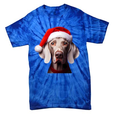 Weimaraner With Santa Hat Christmas Xmas Dog Owner Mom Dad Gift Tie-Dye T-Shirt