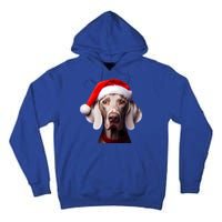 Weimaraner With Santa Hat Christmas Xmas Dog Owner Mom Dad Gift Tall Hoodie