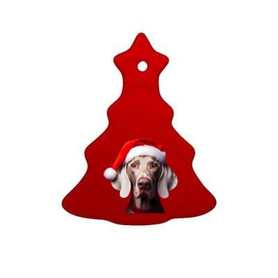 Weimaraner With Santa Hat Christmas Xmas Dog Owner Mom Dad Gift Ceramic Tree Ornament