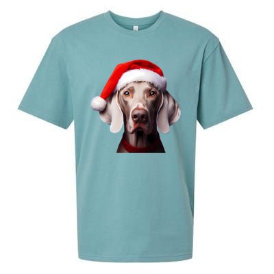 Weimaraner With Santa Hat Christmas Xmas Dog Owner Mom Dad Gift Sueded Cloud Jersey T-Shirt