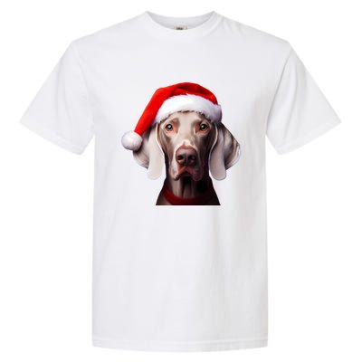 Weimaraner With Santa Hat Christmas Xmas Dog Owner Mom Dad Gift Garment-Dyed Heavyweight T-Shirt