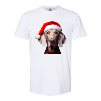 Weimaraner With Santa Hat Christmas Xmas Dog Owner Mom Dad Gift Softstyle CVC T-Shirt