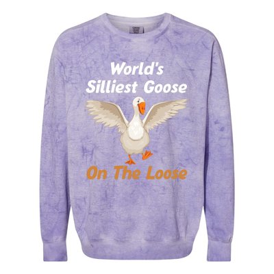 Wo World's Silliest Goose On The Loose Funny V-Neck Colorblast Crewneck Sweatshirt