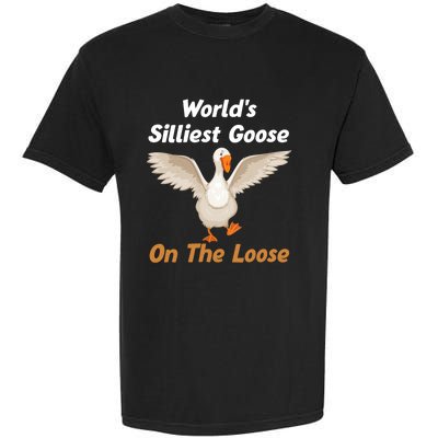 Wo World's Silliest Goose On The Loose Funny V-Neck Garment-Dyed Heavyweight T-Shirt