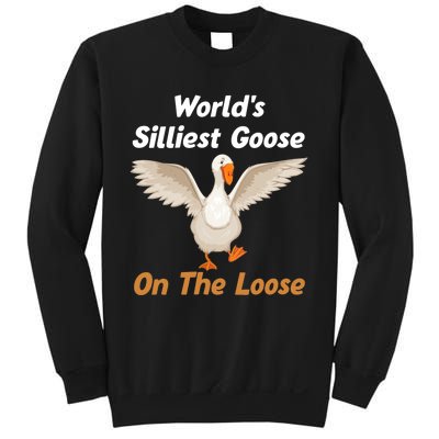 Wo World's Silliest Goose On The Loose Funny V-Neck Sweatshirt