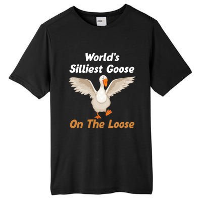 Wo World's Silliest Goose On The Loose Funny V-Neck Tall Fusion ChromaSoft Performance T-Shirt