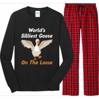 Wo World's Silliest Goose On The Loose Funny V-Neck Long Sleeve Pajama Set