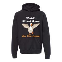 Wo World's Silliest Goose On The Loose Funny V-Neck Premium Hoodie