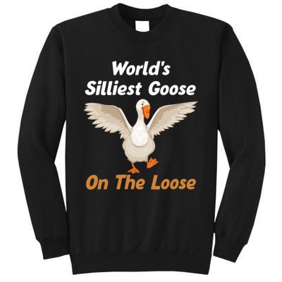 Wo World's Silliest Goose On The Loose Funny V-Neck Tall Sweatshirt