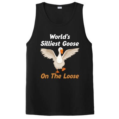 Wo World's Silliest Goose On The Loose Funny V-Neck PosiCharge Competitor Tank