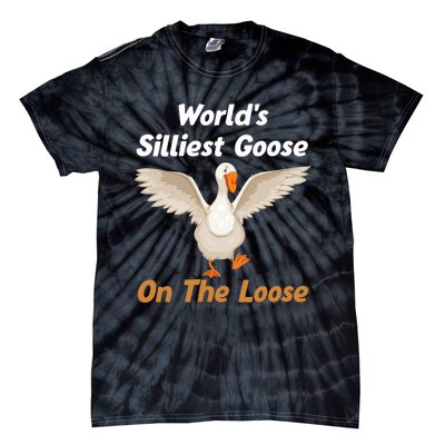 Wo World's Silliest Goose On The Loose Funny V-Neck Tie-Dye T-Shirt