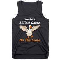 Wo World's Silliest Goose On The Loose Funny V-Neck Tank Top