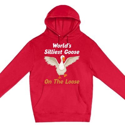 Wo World's Silliest Goose On The Loose Funny V-Neck Premium Pullover Hoodie