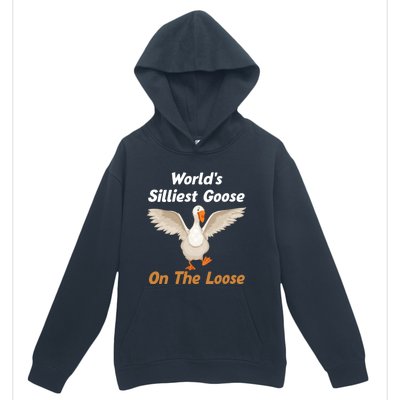 Wo World's Silliest Goose On The Loose Funny V-Neck Urban Pullover Hoodie