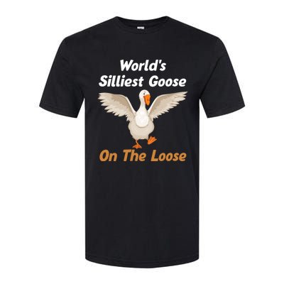 Wo World's Silliest Goose On The Loose Funny V-Neck Softstyle CVC T-Shirt