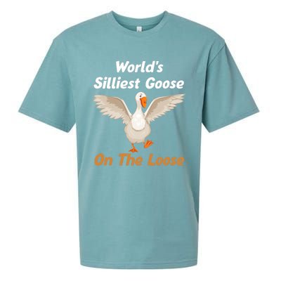 Wo World's Silliest Goose On The Loose Funny V-Neck Sueded Cloud Jersey T-Shirt