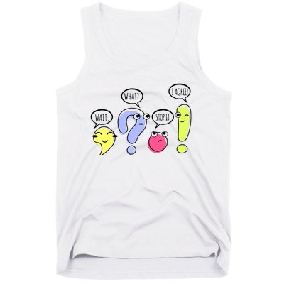 Wait What Stop It I Agree Funny Grammar Teacher Punctuation Tank Top