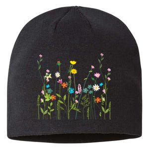 Women Wildflower Summer Flowers Blooming Floral Graphic Sustainable Beanie