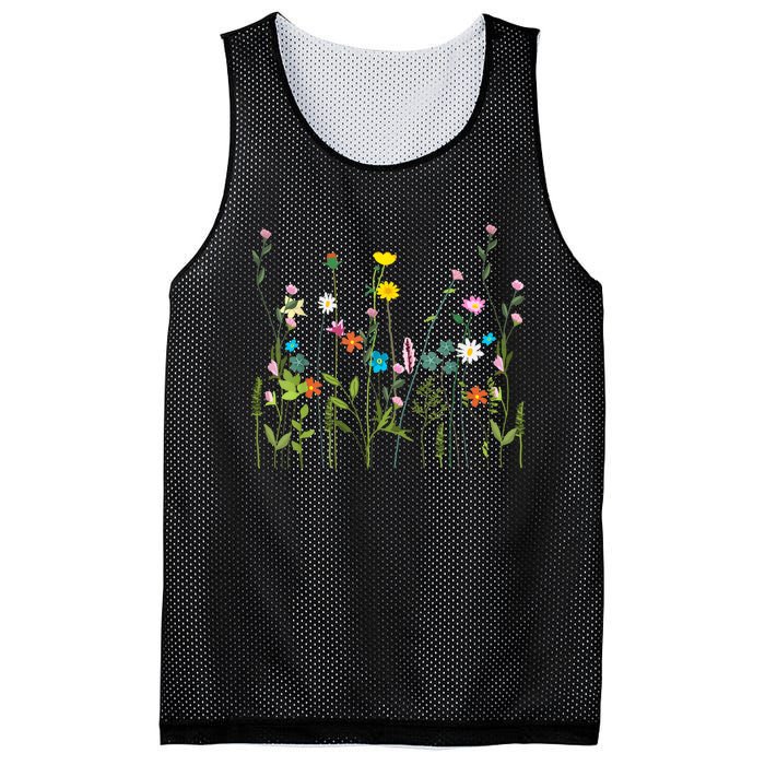 Women Wildflower Summer Flowers Blooming Floral Graphic Mesh Reversible Basketball Jersey Tank