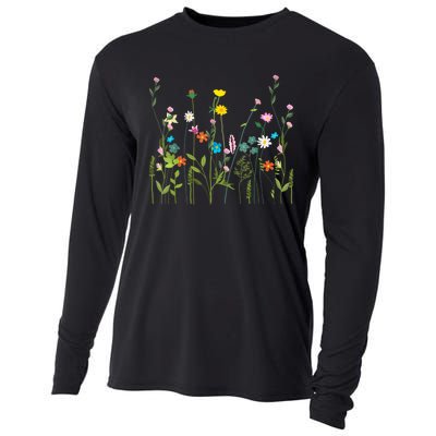 Women Wildflower Summer Flowers Blooming Floral Graphic Cooling Performance Long Sleeve Crew