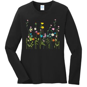 Women Wildflower Summer Flowers Blooming Floral Graphic Ladies Long Sleeve Shirt