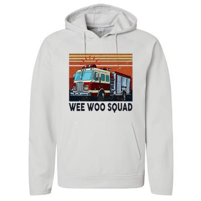 Wee Woo Squad Fire Truck Firefighter Vintage Performance Fleece Hoodie