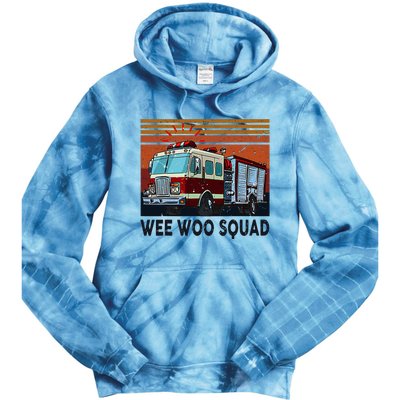 Wee Woo Squad Fire Truck Firefighter Vintage Tie Dye Hoodie