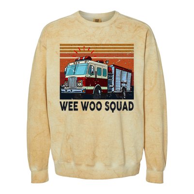 Wee Woo Squad Fire Truck Firefighter Vintage Colorblast Crewneck Sweatshirt