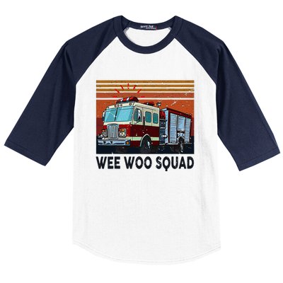 Wee Woo Squad Fire Truck Firefighter Vintage Baseball Sleeve Shirt