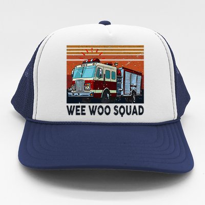 Wee Woo Squad Fire Truck Firefighter Vintage Trucker Hat