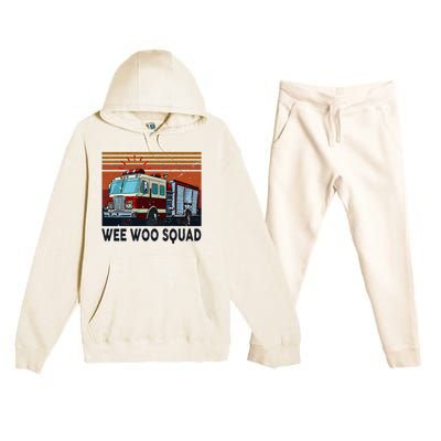 Wee Woo Squad Fire Truck Firefighter Vintage Premium Hooded Sweatsuit Set