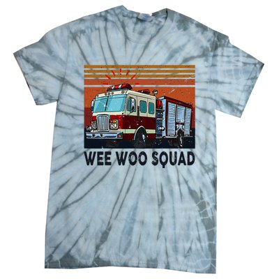 Wee Woo Squad Fire Truck Firefighter Vintage Tie-Dye T-Shirt