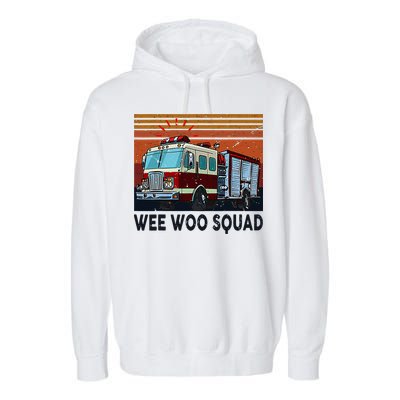 Wee Woo Squad Fire Truck Firefighter Vintage Garment-Dyed Fleece Hoodie