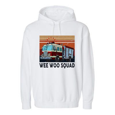 Wee Woo Squad Fire Truck Firefighter Vintage Garment-Dyed Fleece Hoodie