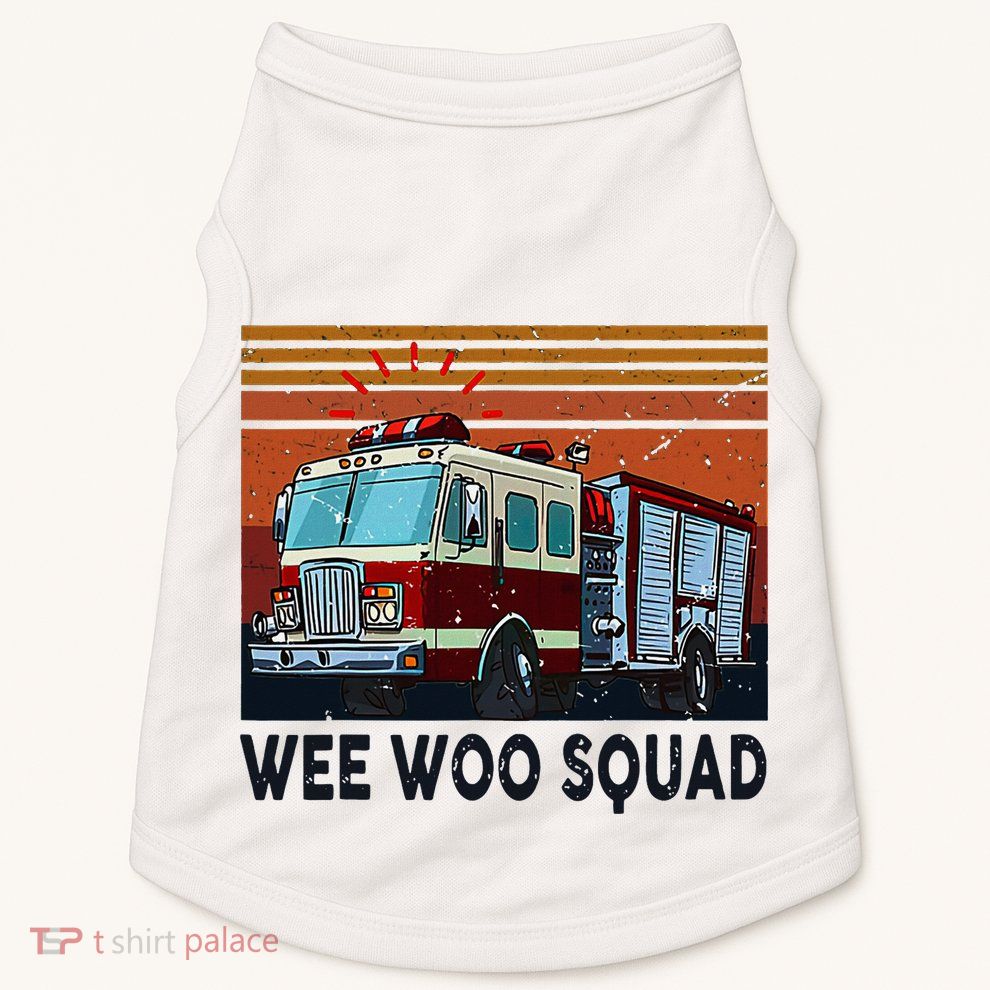 Wee Woo Squad Fire Truck Firefighter Vintage Doggie Tank