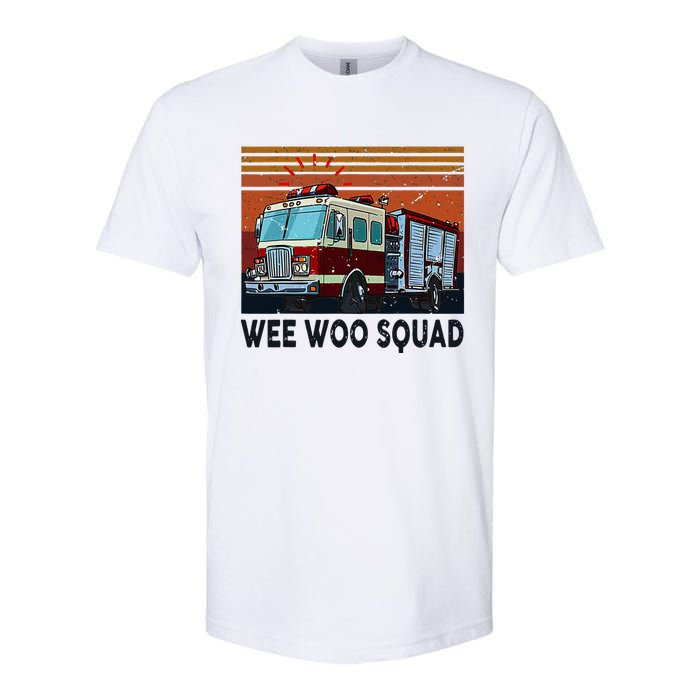 Wee Woo Squad Fire Truck Firefighter Vintage Softstyle CVC T-Shirt