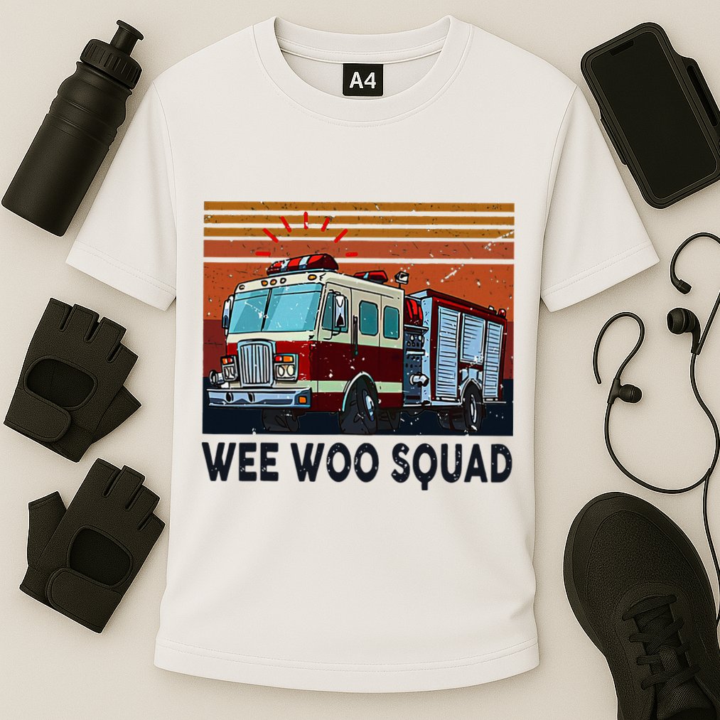 Wee Woo Squad Fire Truck Firefighter Vintage Cooling Performance Crew T-Shirt