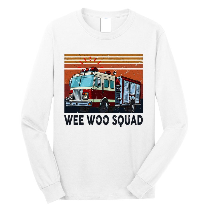 Wee Woo Squad Fire Truck Firefighter Vintage Long Sleeve Shirt