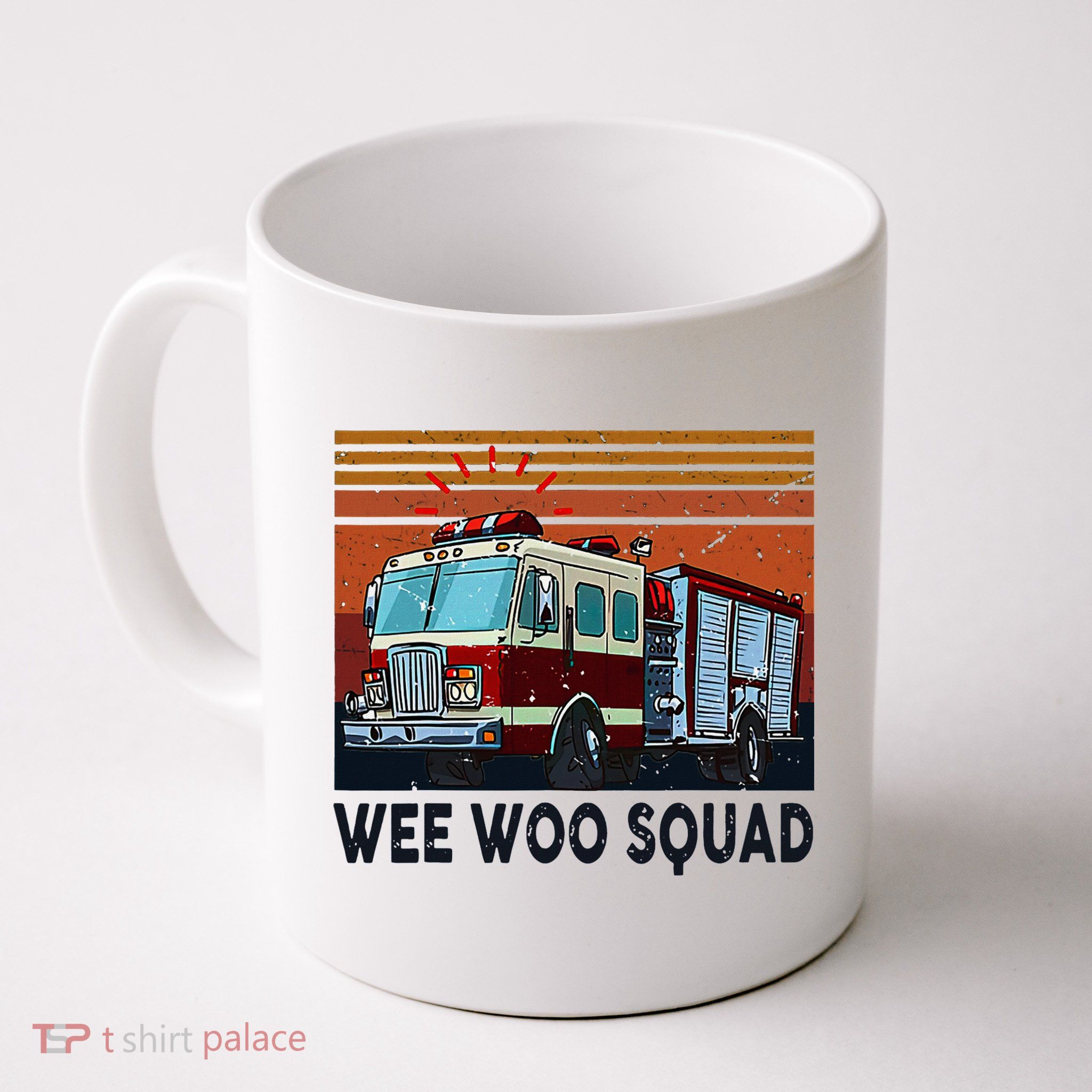 Wee Woo Squad Fire Truck Firefighter Vintage Mug