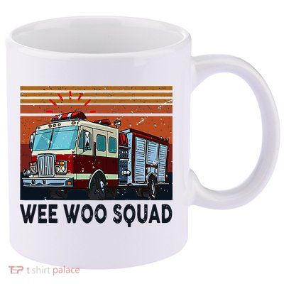 Wee Woo Squad Fire Truck Firefighter Vintage 11oz C Handle Ceramic Mug