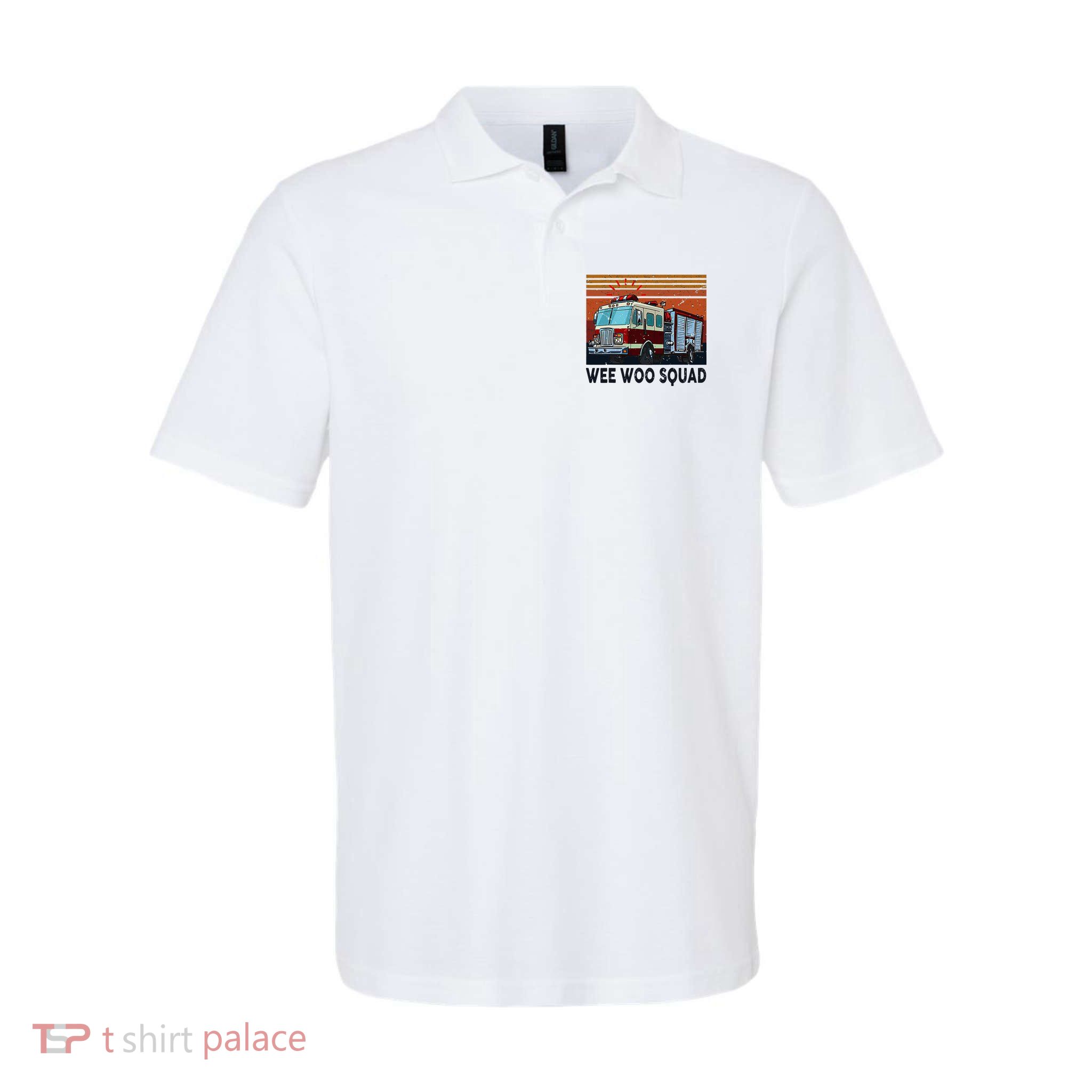 Wee Woo Squad Fire Truck Firefighter Vintage Polo