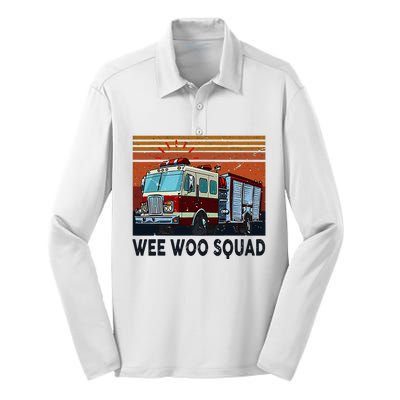 Wee Woo Squad Fire Truck Firefighter Vintage Silk Touch Performance Long Sleeve Polo