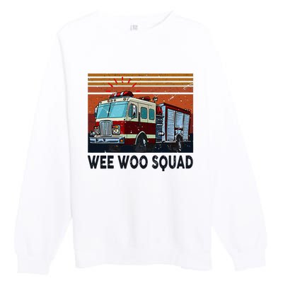 Wee Woo Squad Fire Truck Firefighter Vintage Premium Crewneck Sweatshirt