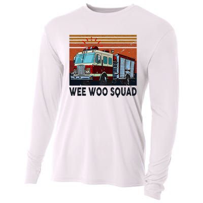 Wee Woo Squad Fire Truck Firefighter Vintage Cooling Performance Long Sleeve Crew