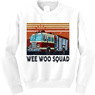 Wee Woo Squad Fire Truck Firefighter Vintage Kids Sweatshirt