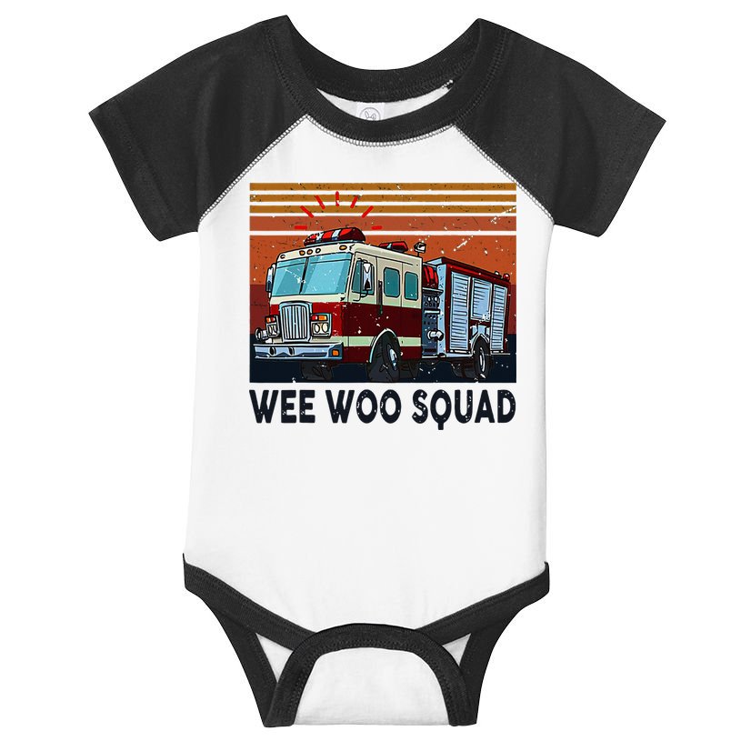 Wee Woo Squad Fire Truck Firefighter Vintage Infant Baby Jersey Bodysuit