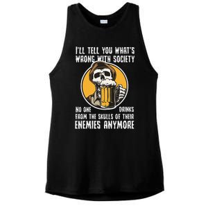 Wrong With Society Drink From The Skull Of Your Enemies Ladies PosiCharge Tri-Blend Wicking Tank