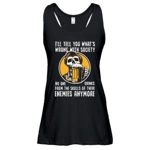 Wrong With Society Drink From The Skull Of Your Enemies Ladies Essential Flowy Tank